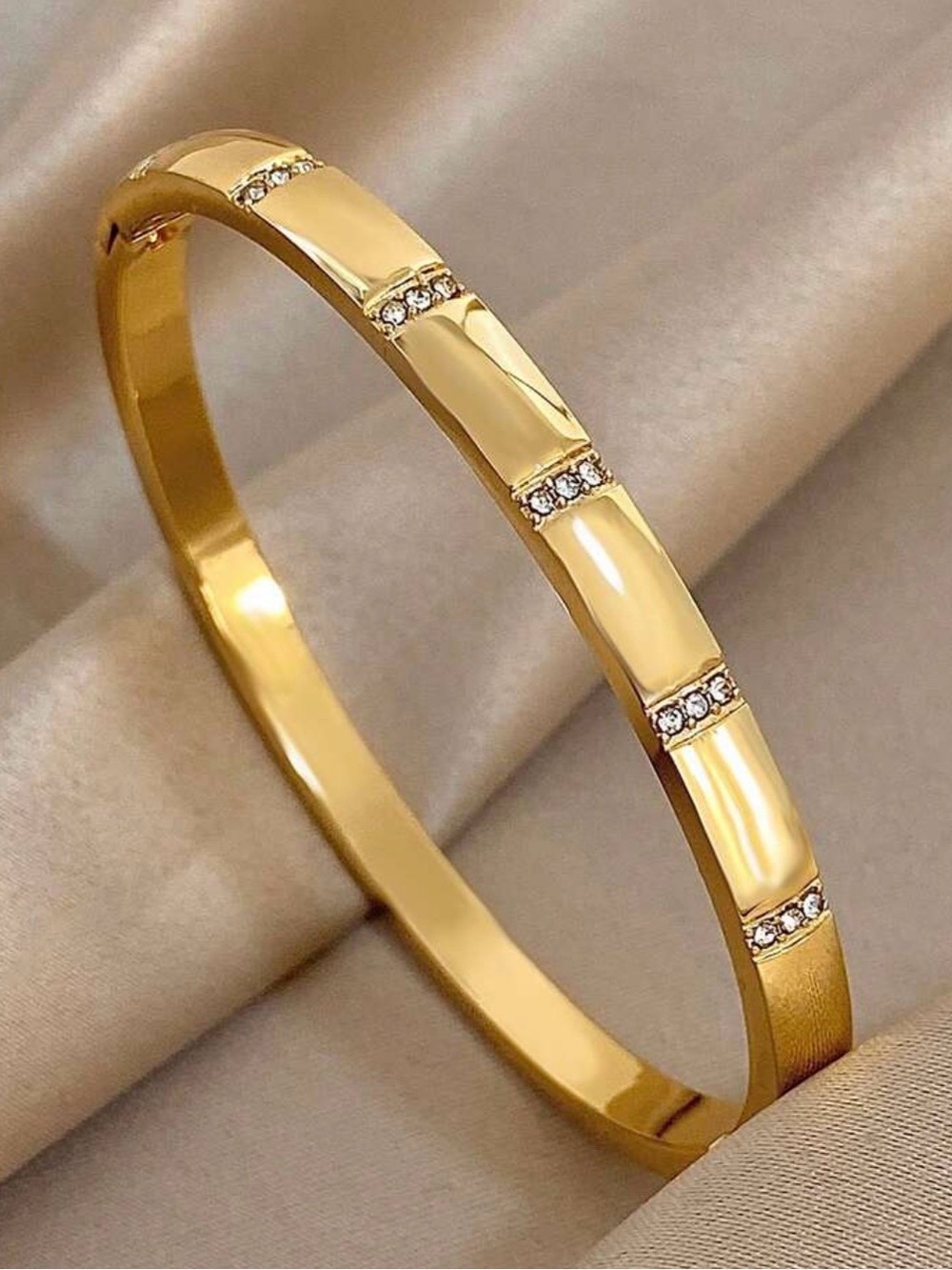 Gold Crystal Accent Women's Bangle Stackable Bracelet